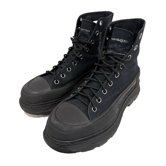 Alexander McQueen Black Canvas High Top Boots Chunky Lug Sole Sneakers EU 43.5 main image 10